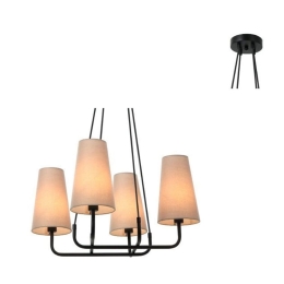 Φωτιστικό Οροφής HL35424P59BG 4ΧΕ14 57Χ57ΧΗ110 Black-Beige Aca Decor Μέταλλο,Ύφασμα