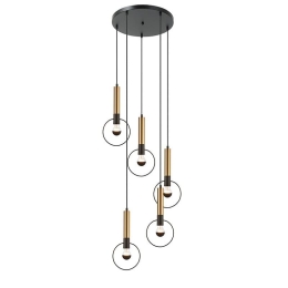 Φωτιστικό Οροφής HL39975P53BB 5ΧΕ27 D53ΧΗ176 Brass-Black Aca Decor Μέταλλο