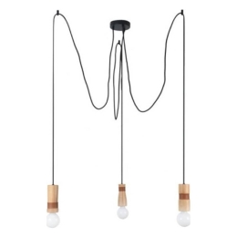 Φωτιστικό Οροφής OD783P80 3ΧΕ27 D6(3)XH220 Natural Aca Decor Ξύλο,Δέρμα