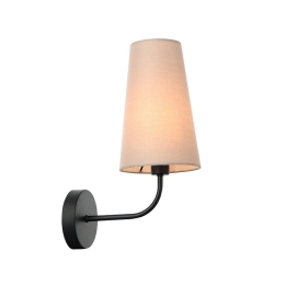 Φωτιστικό Τοίχου - Απλίκα HL35421W32BG 1ΧΕ14 22Χ14ΧΗ32 Black-Beige Aca Decor Μέταλλο,Ύφασμα
