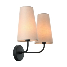 Φωτιστικό Τοίχου - Απλίκα HL35422W38BG 2ΧΕ14 38Χ22ΧΗ33 Black-Beige Aca Decor Μέταλλο,Ύφασμα