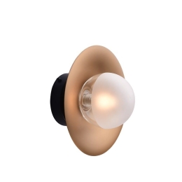 Φωτιστικό Τοίχου - Απλίκα HL4321W20BB 1ΧG9 D20X15 Brass-Black Aca Decor Μέταλλο,Γυαλί
