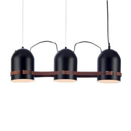 Φωτιστικό Οροφής-Ράγα DCR39217 3ΧΕ27 16X65XH120CM Enola Black Aca Decor Μέταλλο, Δέρμα