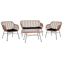 Σετ Σαλόνι 4τμχ Allerga HM5460 Μαύρο-Μπεζ 125x69x82cm 4 Θέσεων
