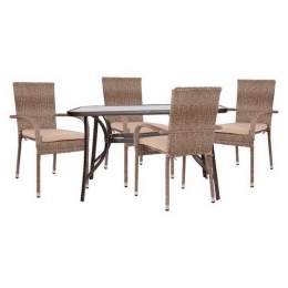 Σετ Τραπεζαρίας 5τμχ HM10381 Καφέ 120x70x72cm 4 Θέσεων