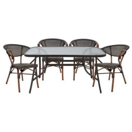 Σετ Τραπεζαρίας 5τμχ HM5106.02+HM5025 Καφέ 140x80x72cm 4 Θέσεων