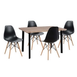 Σετ Τραπεζαρίας 5τμχ HM10343 Sonama-Μαύρο 110x70x75.5cm 4 Θέσεων