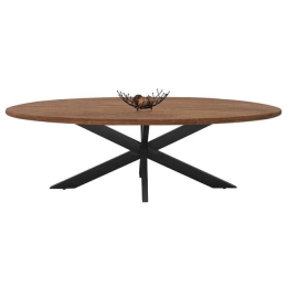 Τραπέζι Oval HM8483 Φυσικό 210x100x76cm Μέταλλο,Ξύλο