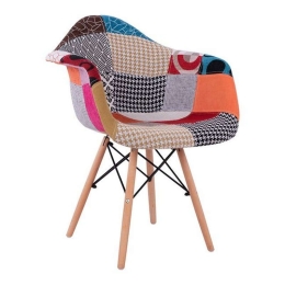 Πολυθρόνα Mirto 63x57x80 Με Ξύλινα Πόδια & Κάθισμα Patchwork HM005.25 Ξύλο,Ύφασμα