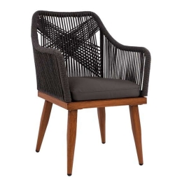Πολυθρόνα Αλουμινίου Bamboo Look Με Σχοινί 60x64x87 HM5549.01 Grey