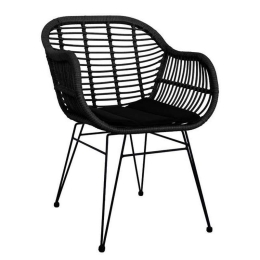 Πολυθρόνα Με Μαξιλάρι Μεταλλική Allegra 57,5x59x81 HM5450.02 Wicker Black