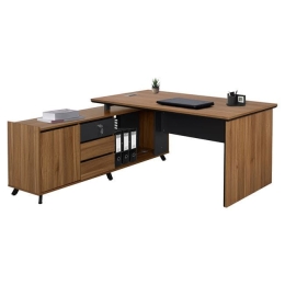 Γραφείο Επαγγελματικό Αριστερή Γωνία Honey Oak - Grey 160X160X75/40X160X66 HM2348L