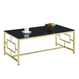 Τραπέζι Σαλονιού Yara Black-Gold 120X60X45 HM8623.02 Μέταλλο,Γυαλί