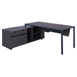 Γραφείο Αριστερή Γωνία HM2093L Grey & Wenge 183X160X76Υ εκ.
