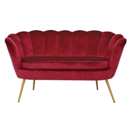 Καναπές 2Θέσιος Coquille HM8627.06 Red 130x77x83Υ εκ. Βελούδο