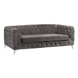 Καναπές 3Θέσιος Albert Τ.Chesterfield Grey HM3128.10 224Χ88Χ74Υεκ. Βελούδο