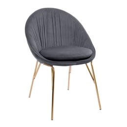 Καρέκλα Kelsey HM8684.01 Grey 60x61x85Υ εκ. Σετ 2τμχ Βελούδο, Μέταλλο