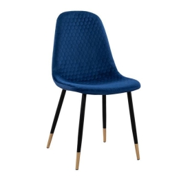 Καρέκλα Lucille HM8552.08 Blue 45Χ56Χ81Υεκ. Σετ 4τμχ Βελούδο, Μέταλλο