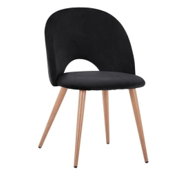 Καρέκλα Sadie Black HM8544.04 52x49,5x77Υ εκ. Σετ 4τμχ Βελούδο, Μέταλλο