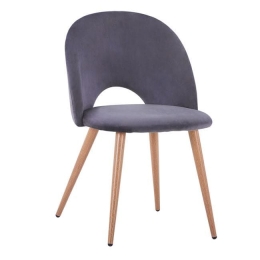 Καρέκλα Sadie Grey HM8544.01 52x49,5x77Υ εκ. Σετ 4τμχ Βελούδο, Μέταλλο