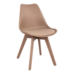 Καρέκλα Vegas HM0033.45 Cappuccino 46x58x82 εκ. Σετ 4τμχ Ξύλο,Πολυπροπυλένιο,Τεχνόδερμα