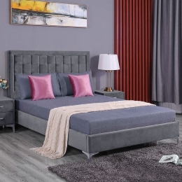 Κρεβάτι Montpellier 150Χ200 Grey HM592.01 Διπλό Βελούδο