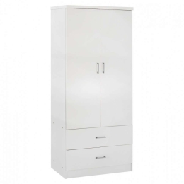 Ντουλάπα Reina HM338.05 Δίφυλλη Με 2 Συρτάρια 80x42,5x180,5cm White Δίφυλλη