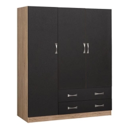 Ντουλάπα Carly HM384.04 Τρίφυλλη Με Δύο Συρτάρια 150x55x180cm Sonama-Grey Τρίφυλλη Μελαμίνη