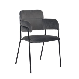 Πολυθρόνα Kelso HM8521.01 Dark Grey 55x53x80 εκ. Σετ 4τμχ Βελούδο, Μέταλλο