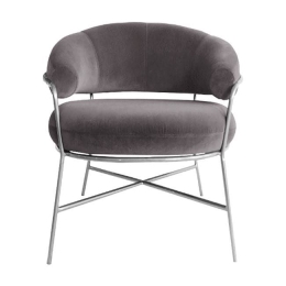 Πολυθρόνα Trudi HM8639.01 Grey 84x79x74Υ εκ. Βελούδο, Μέταλλο