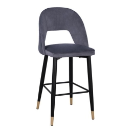 Σκαμπό Bar Harper HM8526.01 Grey 50Χ51Χ111Υ εκ. Σετ 2τμχ Βελούδο, Μέταλλο