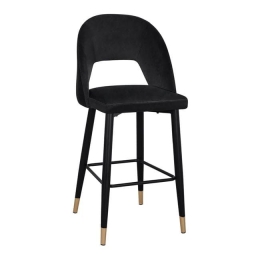 Σκαμπό Bar Harper HM8526.04 Black 50Χ51Χ111Υ εκ. Σετ 2τμχ Βελούδο, Μέταλλο