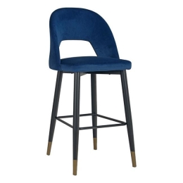 Σκαμπό Bar Harper HM8526.08 Blue 50Χ49Χ108Υ εκ. Σετ 2τμχ Βελούδο, Μέταλλο