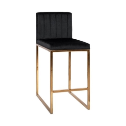 Σκαμπό Bar Piper Black & Gold HM8525.04 40x49x96Υ εκ. Σετ 2τμχ Βελούδο, Μέταλλο
