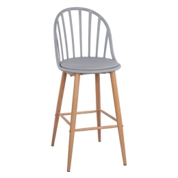 Σκαμπό Bar Alina HM8580.10 Grey 47X57X113Υ εκ. Σετ 2τμχ Μέταλλο,Πολυπροπυλένιο