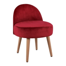 Σκαμπό Yasmine Red HM8395.06 47X43X63,5Υ εκ. Βελούδο, Ξύλο