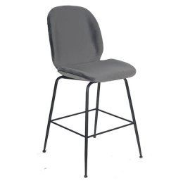 Σκαμπό Nora Μεσαίου Ύψους HM8524.01 Grey & Black Σετ 2τμχ Βελούδο, Μέταλλο