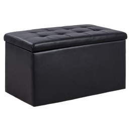 Σκαμπό-Μπαούλο Με Αποθηκευτικό Χώρο Punk Black HM279.01 90x50x52Υ εκ. Τεχνόδερμα