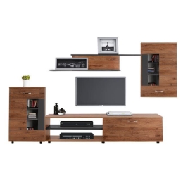 Σύνθεση-Βιτρίνα-Ντουλάπι Τηλεόρασης Amalfi Mocca-Grey HM11102.02 Μελαμίνη
