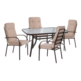 Τραπεζαρία Σετ 5TMX 140Χ80Χ72Υεκ.Brown HM10562.02 4 Θέσεων