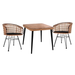 Τραπεζαρίας Σετ 3Τμχ Allegra 80X80Χ78Υ Beige & Black HM10481 2 Θέσεων