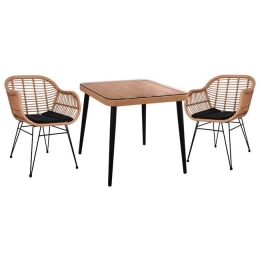 Τραπεζαρίας Σετ 3Τμχ Allegra 80X80Χ78Υ Beige & Black HM10483 2 Θέσεων
