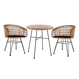 Τραπεζαρίας Σετ 3Τμχ Allegra Φ70Χ74Υ Beige & Black HM10474 2 Θέσεων