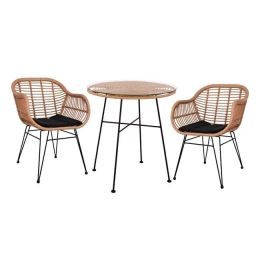 Τραπεζαρίας Σετ 3Τμχ Allegra Φ70Χ74Υ Beige & Black HM10476 2 Θέσεων