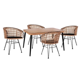Τραπεζαρίας Σετ 5Τμχ 140X80Χ78Υ Beige & Black HM10488 4 Θέσεων