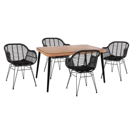 Τραπεζαρίας Σετ 5Τμχ 140X80Χ78Υ Beige & Black HM10508 4 Θέσεων