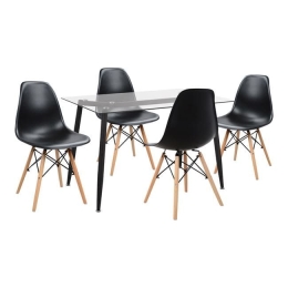 Τραπεζαρίας Σετ 5Τμχ Black HM11075 4 Θέσεων