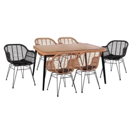 Τραπεζαρίας Σετ 7Τμχ 160X90X78Υ Beige & Black HM10513 6 Θέσεων