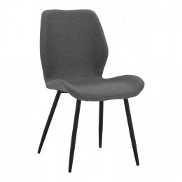 Καρέκλα Klay HM8730.01 49X62,5X87Υcm Grey-Black Σετ 2τμχ Βελούδο, Μέταλλο