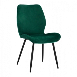 Καρέκλα Klay HM8730.03 49X62,5X87cm Forest Green-Black Σετ 2τμχ Βελούδο, Μέταλλο